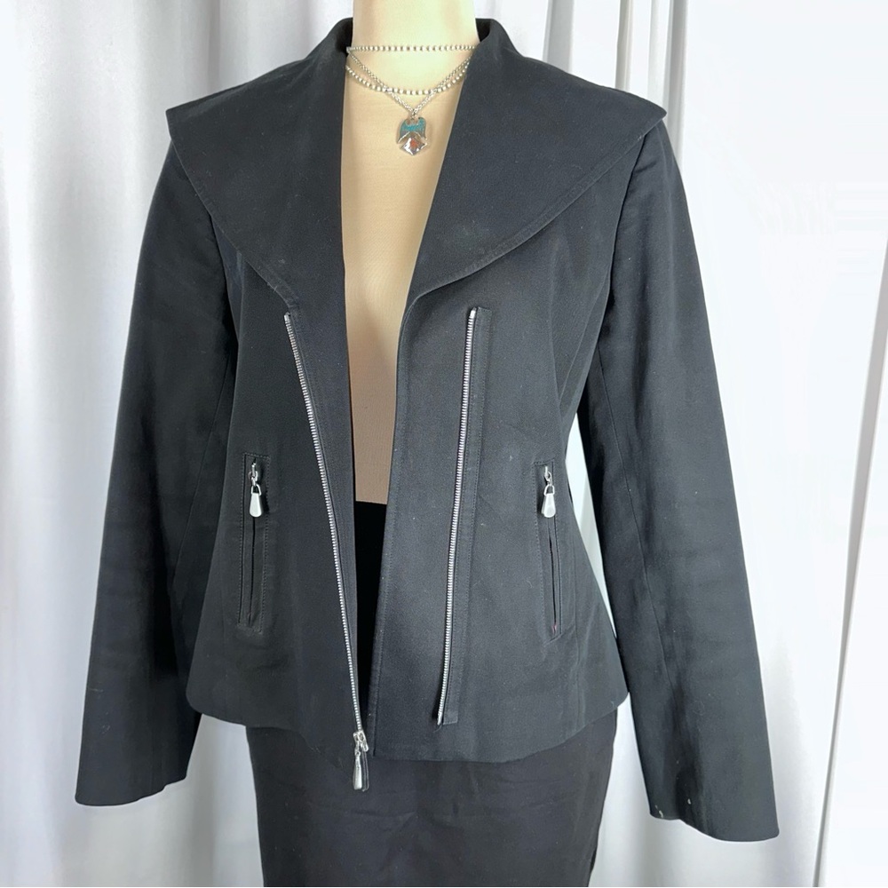 VTG Y2K 90s 00s Doncaster Moto Jacket Sz 6 Glam Retro Biker Zip Pockets **READ‎